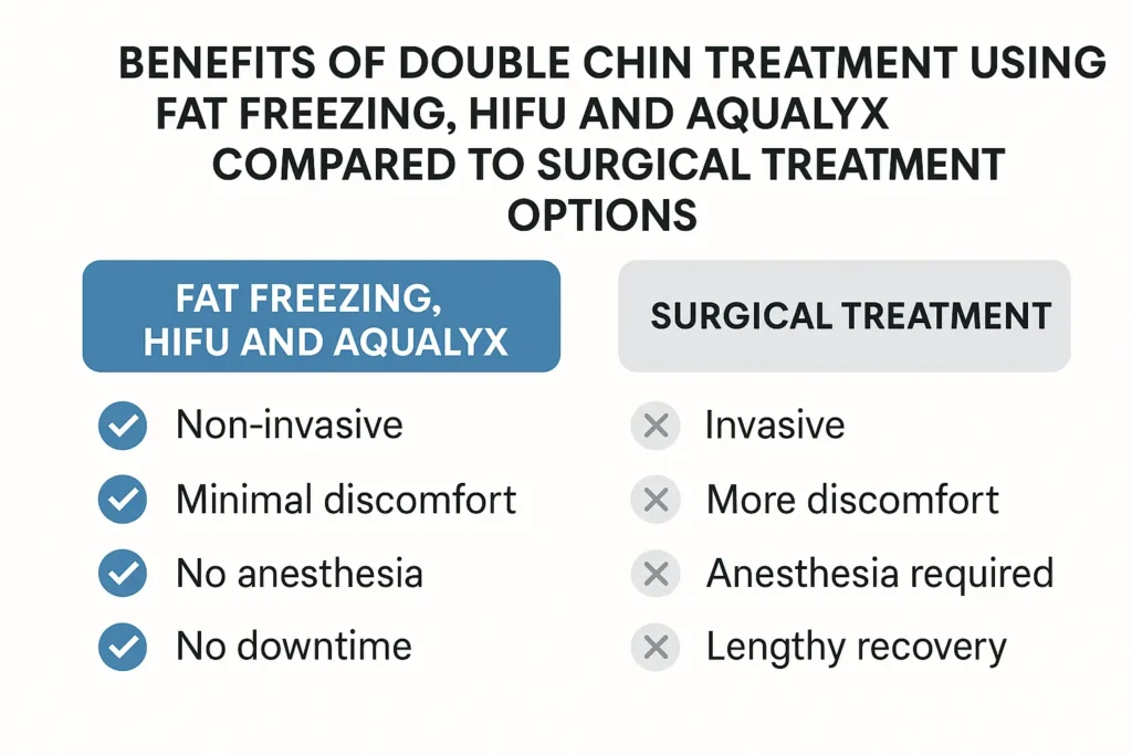 Graphic about the benefits of double chin treatment Runcorn - from LA LIPO
