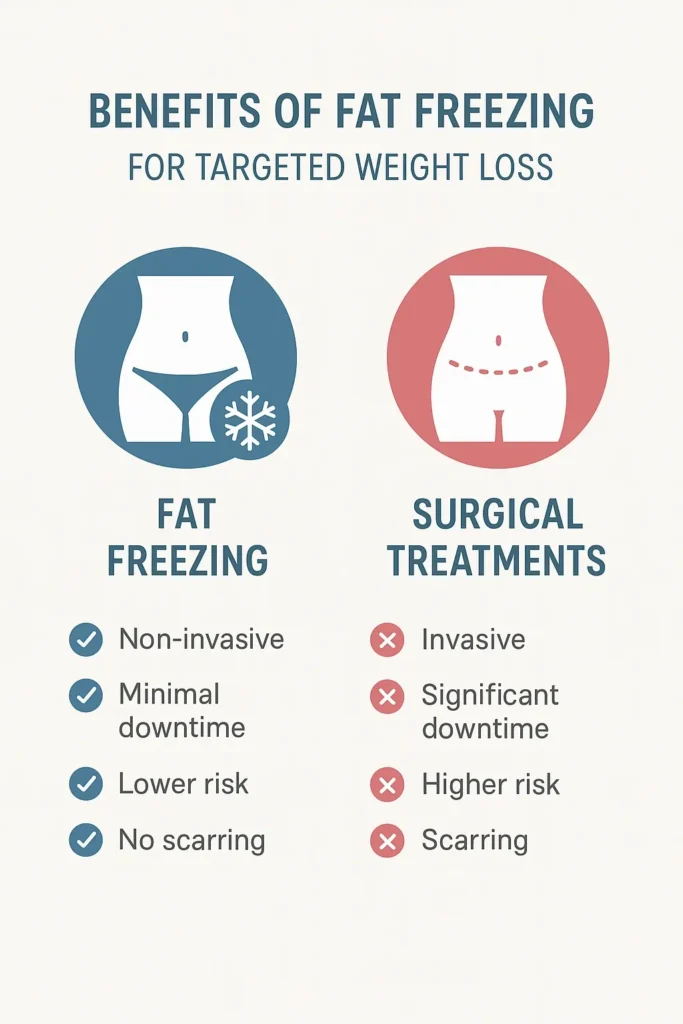 graphic showing the benefits of fat freezing Runcorn